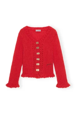 Online GANNI Red Mohair Cardigan Racing Red