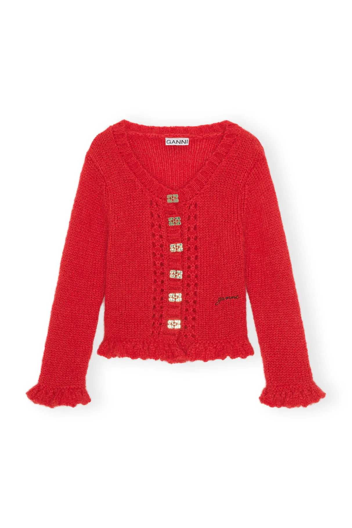 Online GANNI Red Mohair Cardigan Racing Red