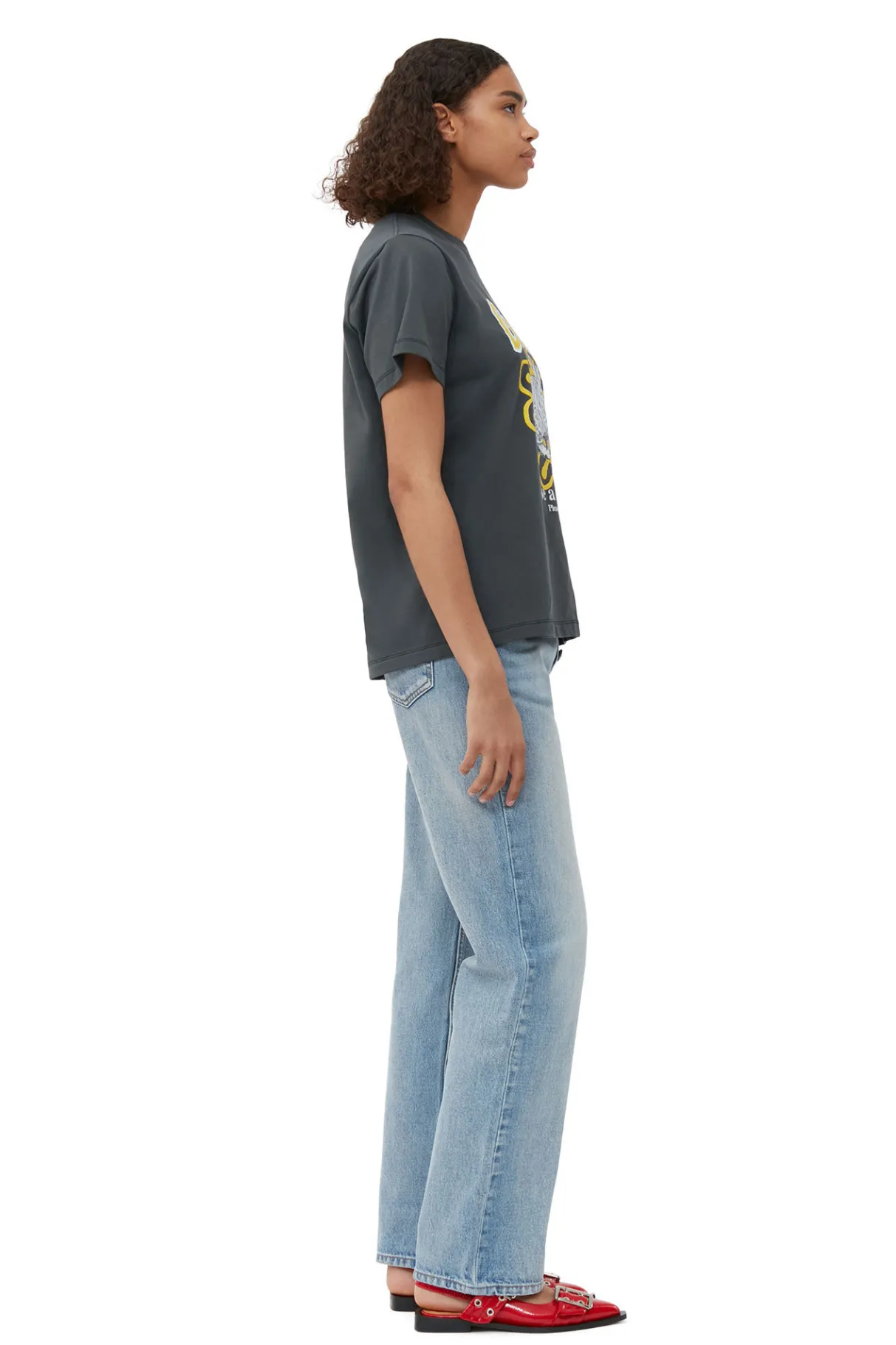 Hot GANNI Relaxed Cat T-Shirt Volcanic Ash