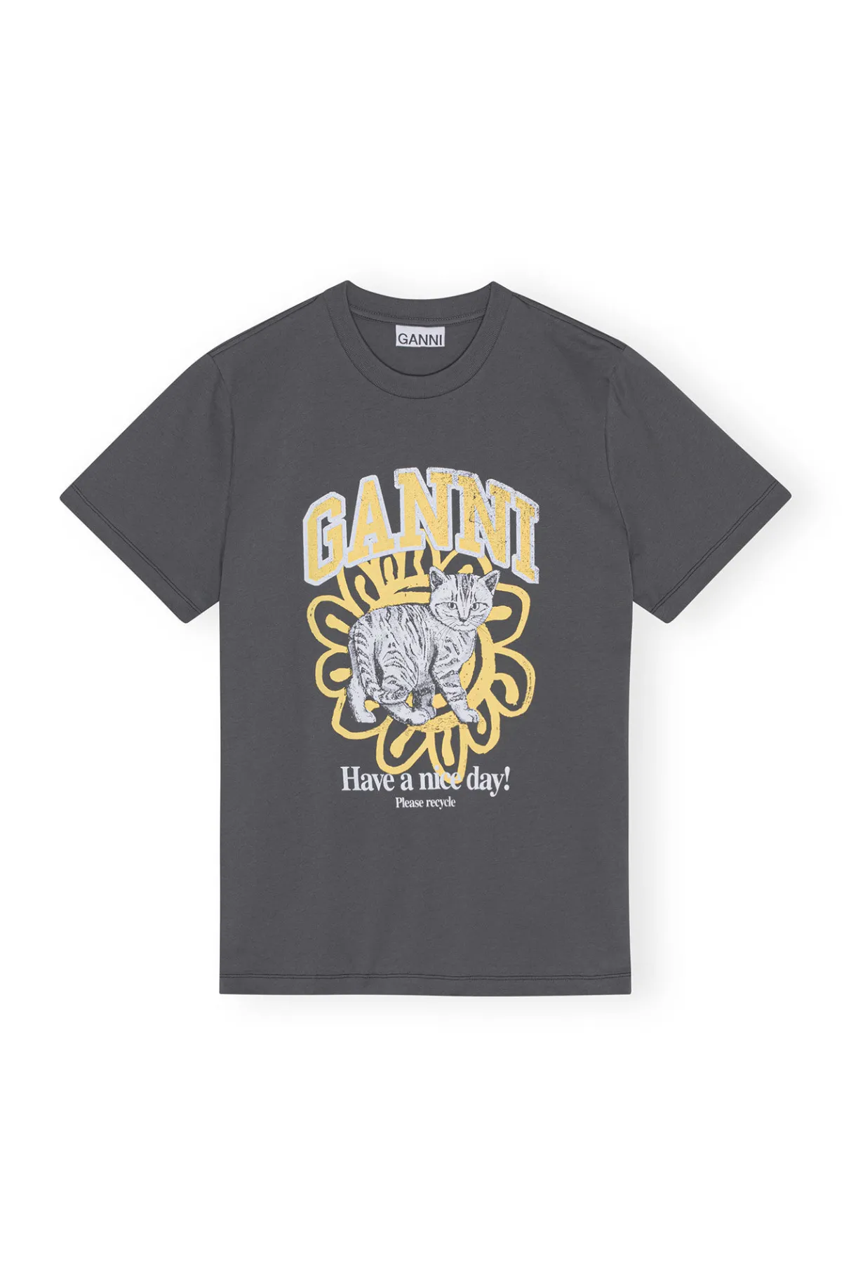 Hot GANNI Relaxed Cat T-Shirt Volcanic Ash