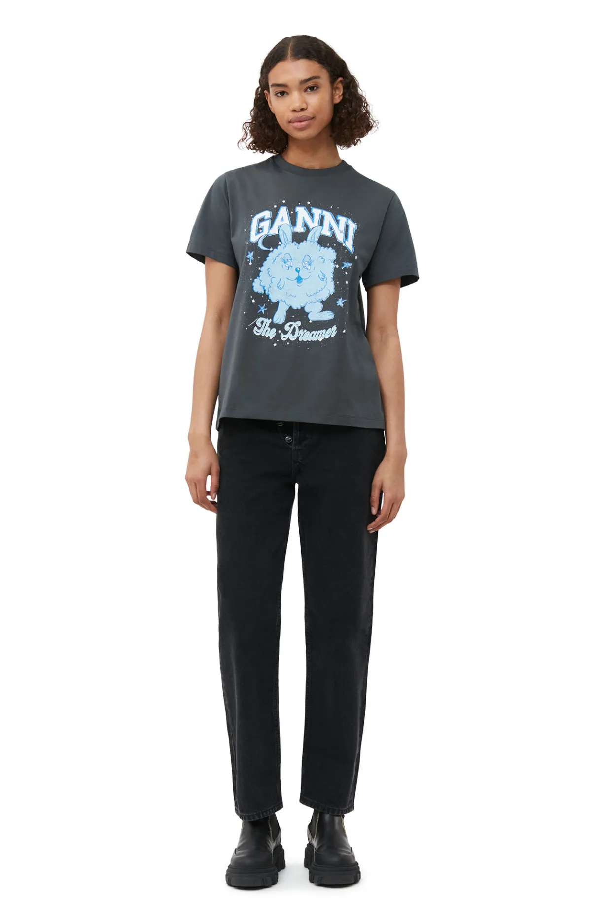Cheap GANNI Relaxed Dream Bunny T-Shirt Volcanic Ash