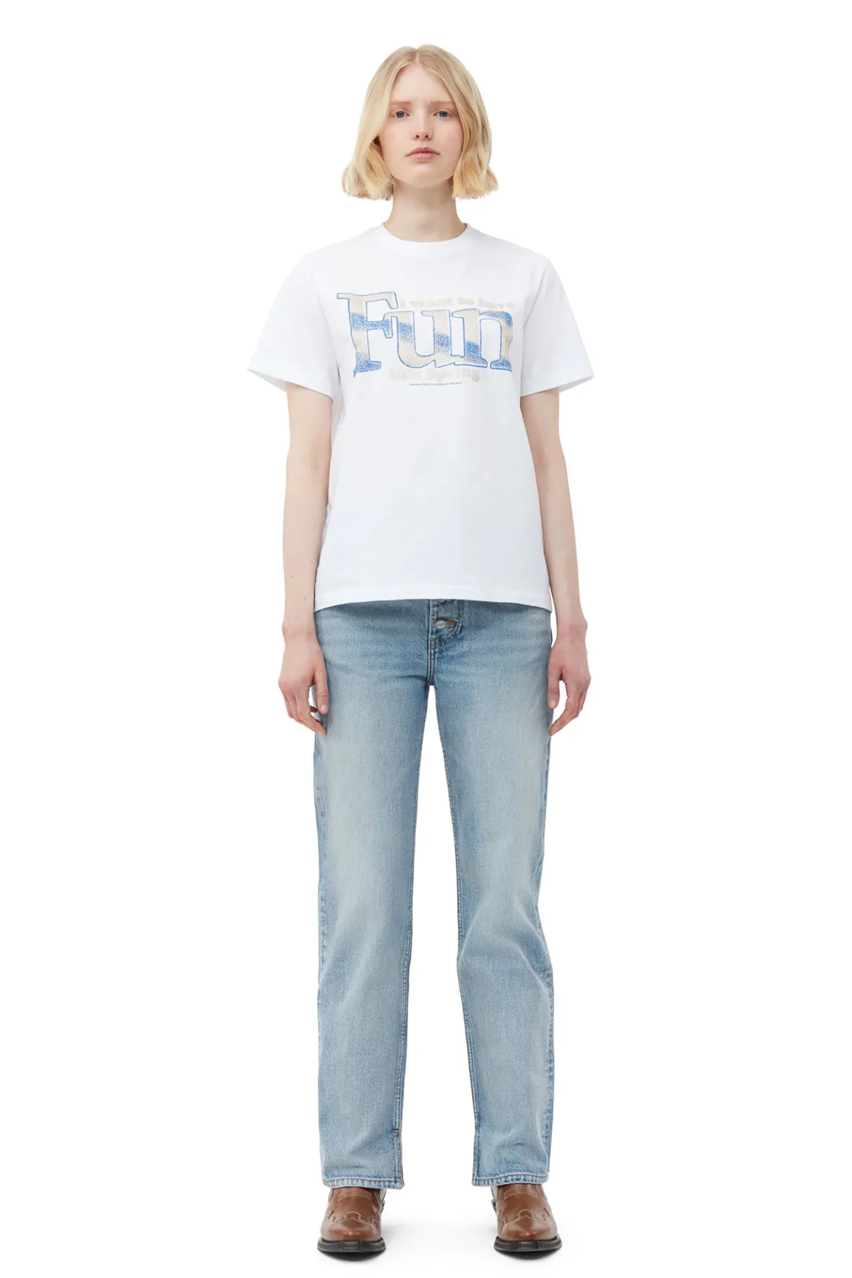 Outlet GANNI Relaxed Fun T-Shirt Bright White