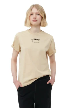 Clearance GANNI Relaxed T-Shirt Pale Khaki