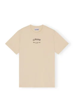 Clearance GANNI Relaxed T-Shirt Pale Khaki
