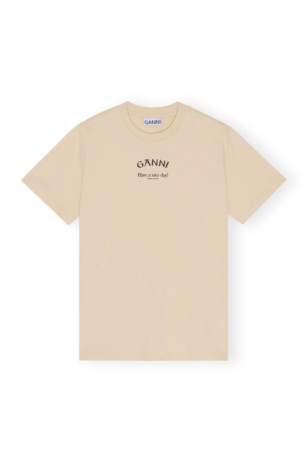 Clearance GANNI Relaxed T-Shirt Pale Khaki