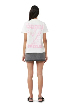 Shop GANNI Relaxed Nightclub T-Shirt Egret