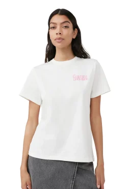 Shop GANNI Relaxed Nightclub T-Shirt Egret