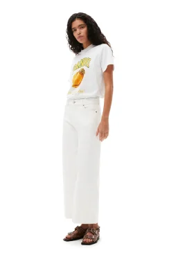 Clearance GANNI Relaxed Peach T-Shirt Bright White