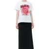 Best Sale GANNI Relaxed Red Flower T-Shirt Bright White