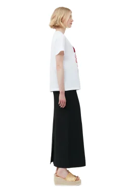 Best Sale GANNI Relaxed Red Flower T-Shirt Bright White
