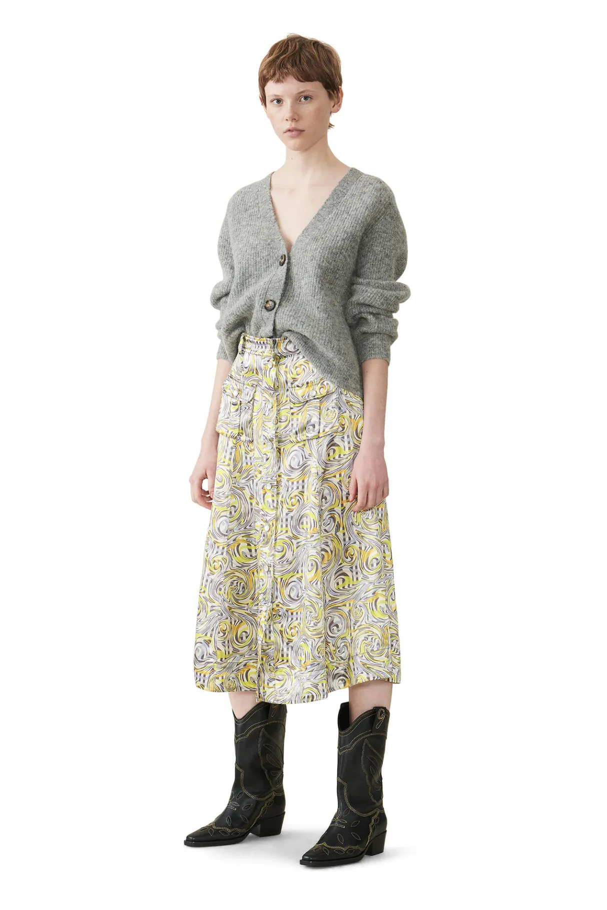 Hot GANNI Relaxed Wool Cardigan Paloma Melange