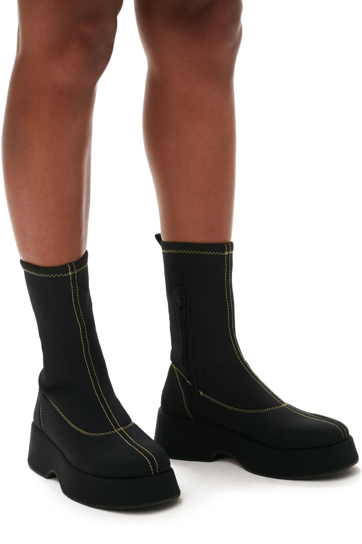Clearance GANNI Retro Flatform Ankle Sockboots Black