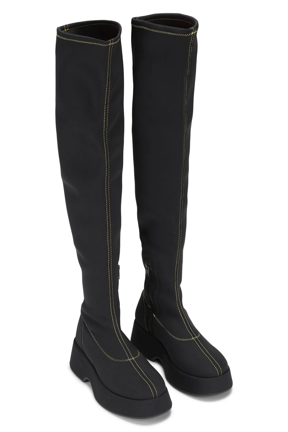 Store GANNI Retro Flatform Over-The-Knee Sockboots Black