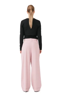 Discount GANNI Rib Jersey Wrap Blouse Black