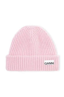 Cheap GANNI Rib Knit Acc Beanie Pink Nectar