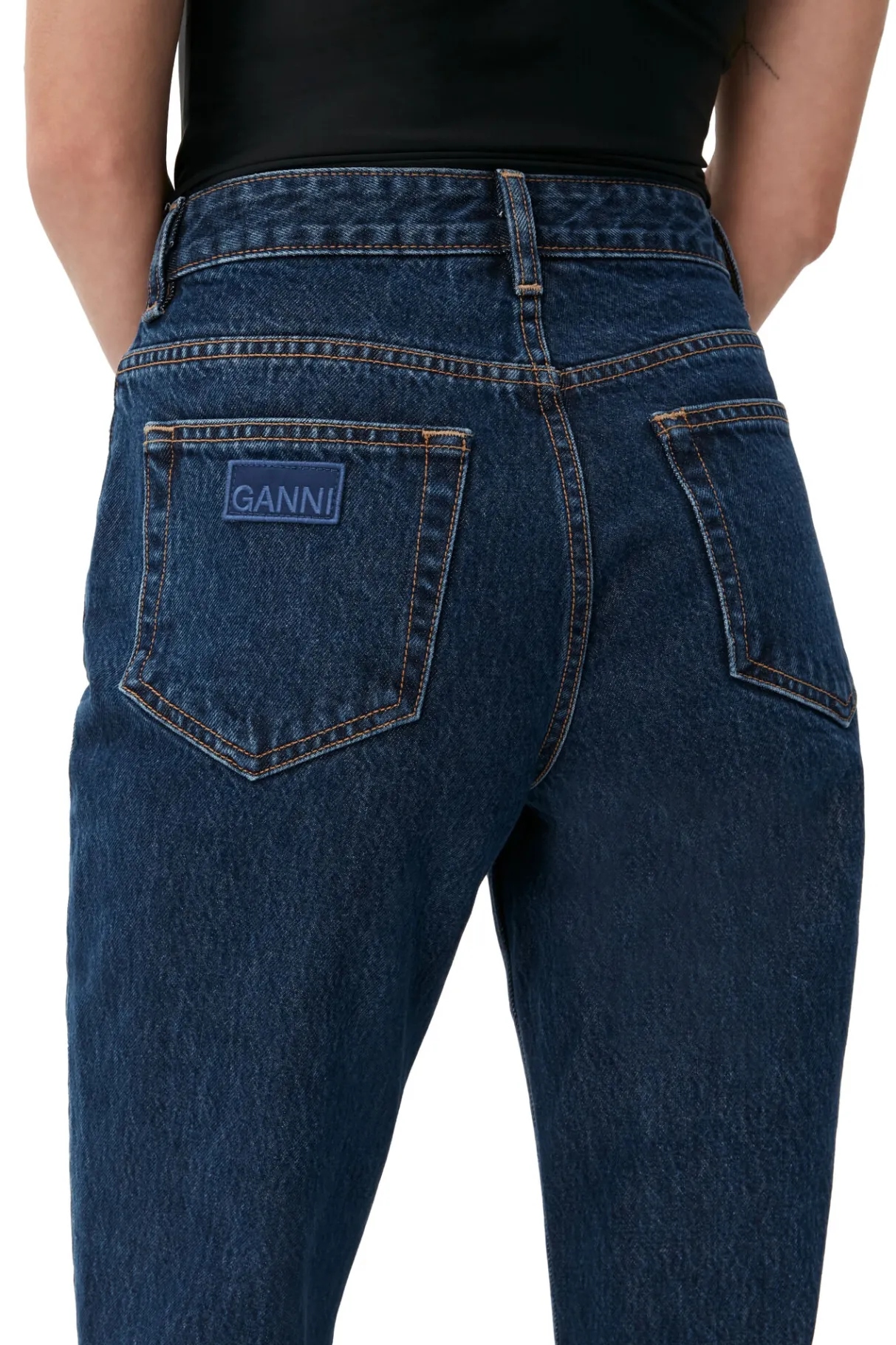 New GANNI Rigid Denim Betzy Dark Blue Stone