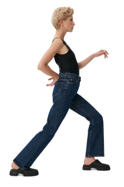 New GANNI Rigid Denim Betzy Dark Blue Stone