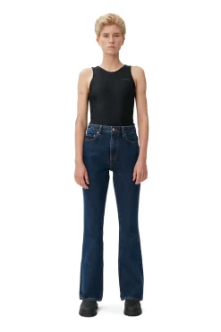 New GANNI Rigid Denim Betzy Dark Blue Stone