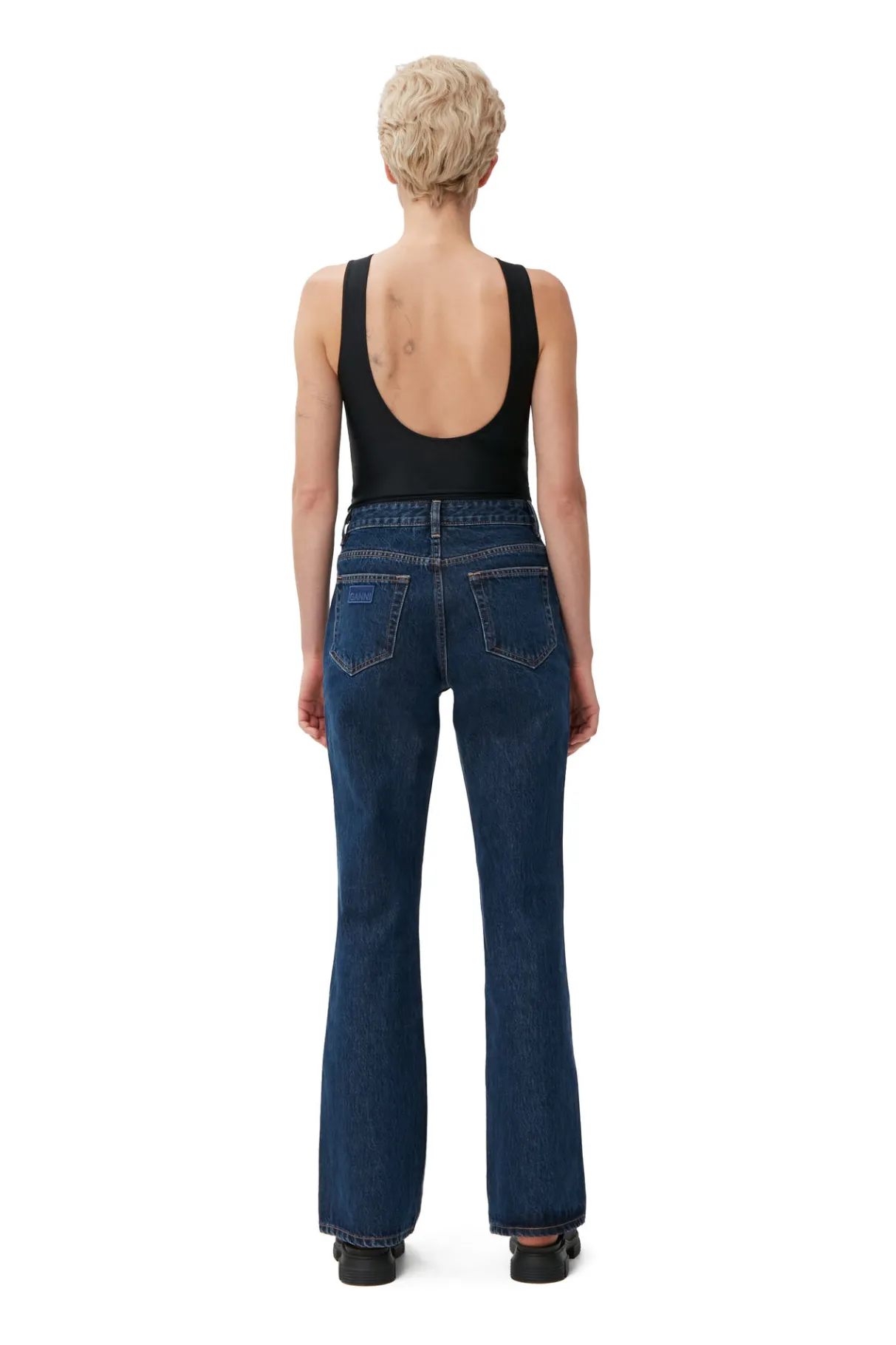 New GANNI Rigid Denim Betzy Dark Blue Stone