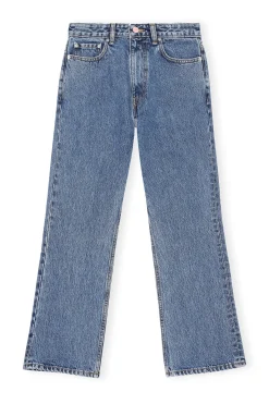 Best GANNI Rigid Denim Betzy Cropped Mid Blue Stone