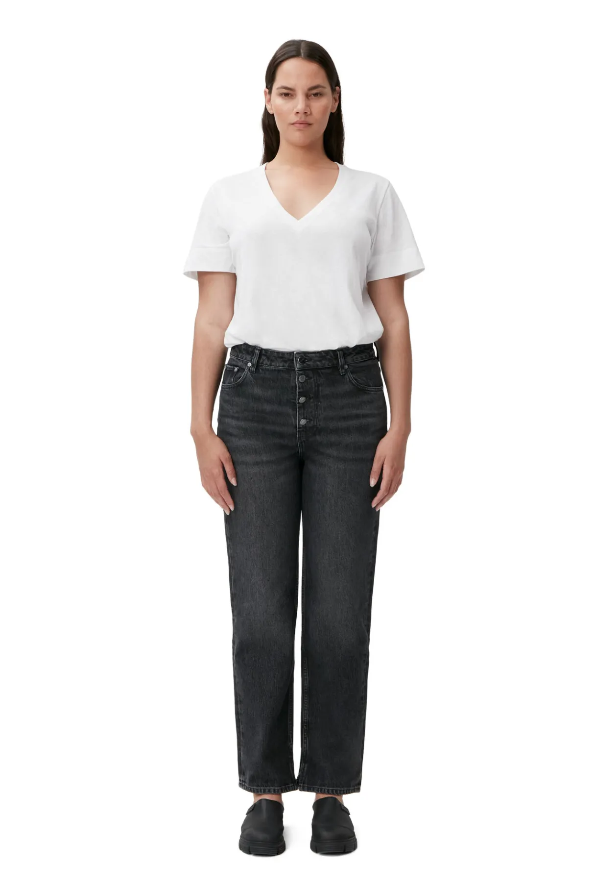 New GANNI Rigid Denim Lovy Black/White Vintage