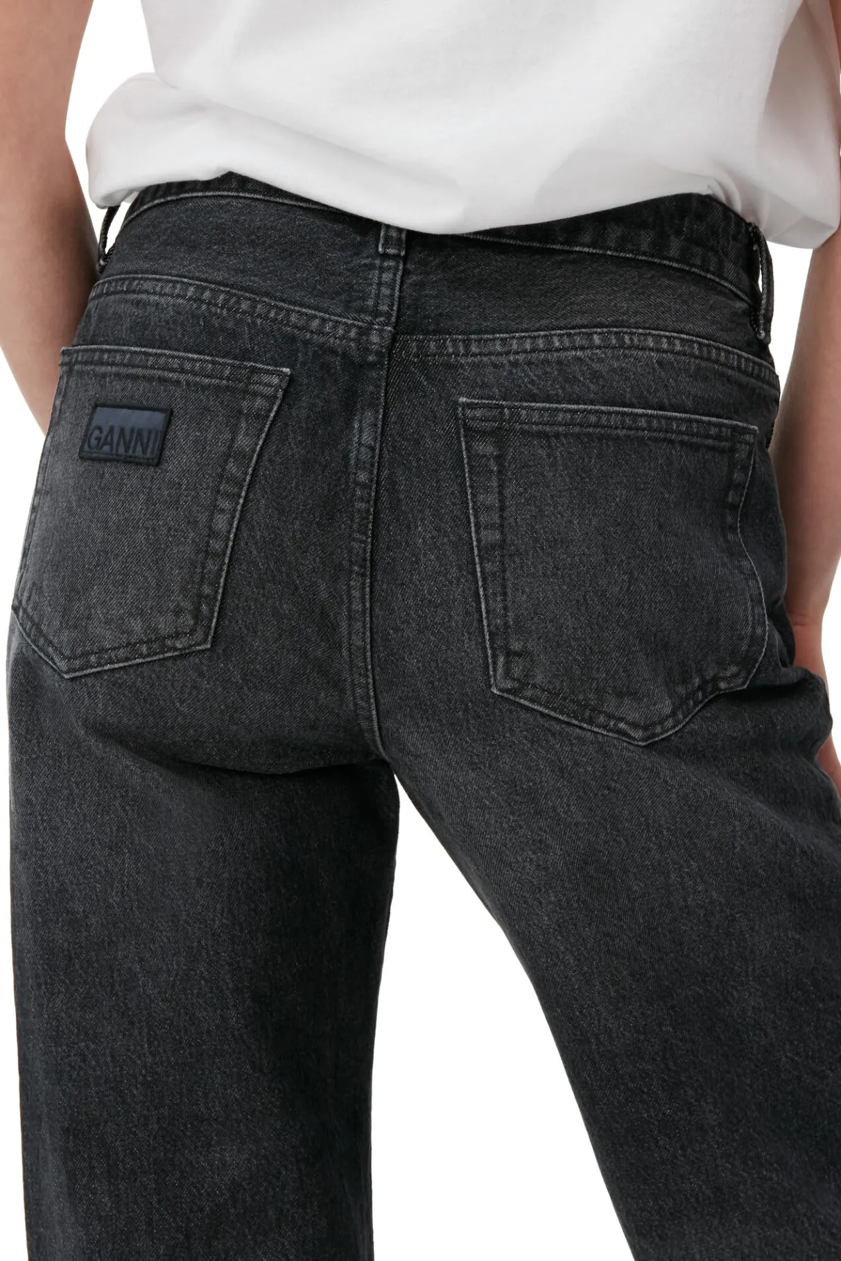 New GANNI Rigid Denim Lovy Black/White Vintage
