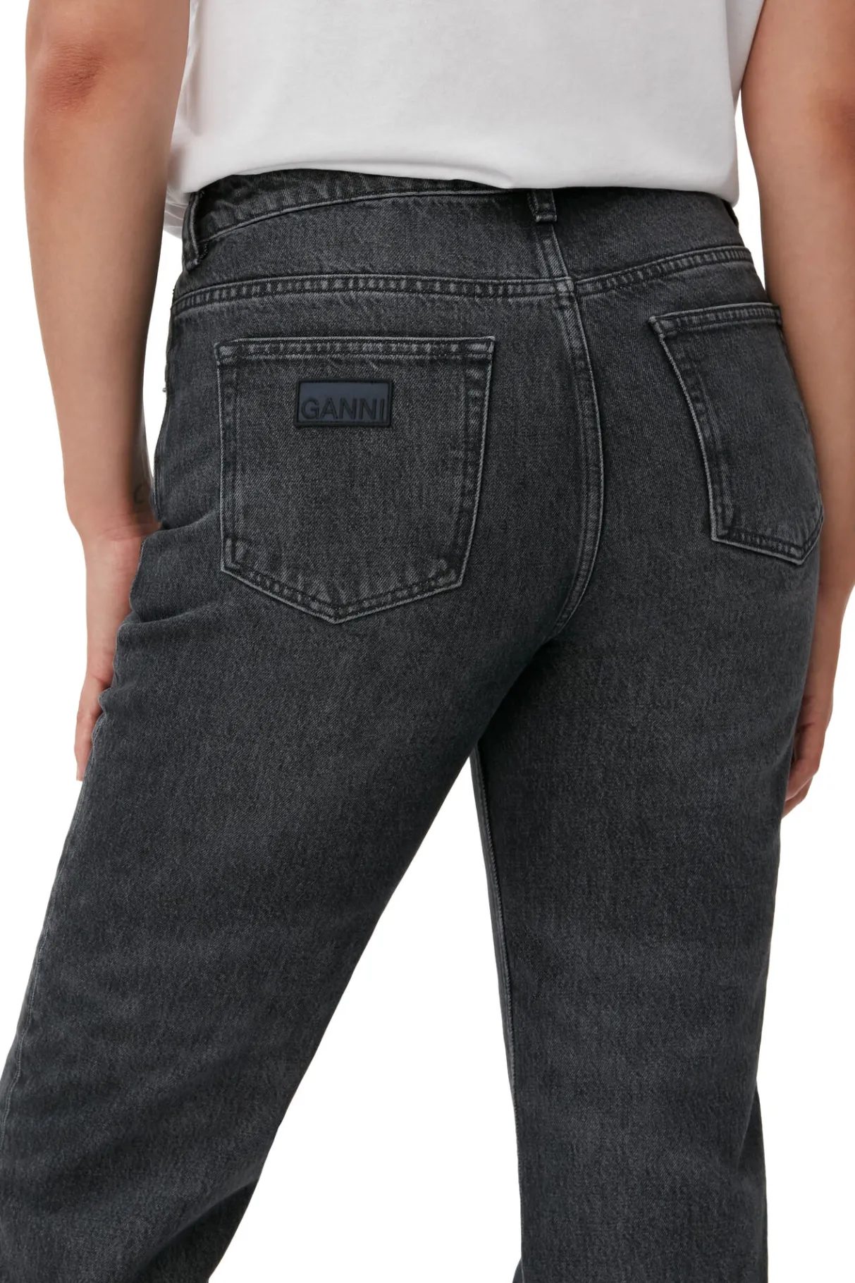 New GANNI Rigid Denim Lovy Black/White Vintage