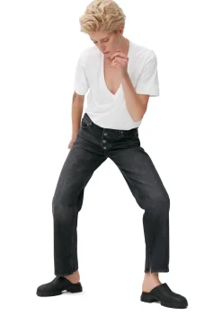 New GANNI Rigid Denim Lovy Black/White Vintage