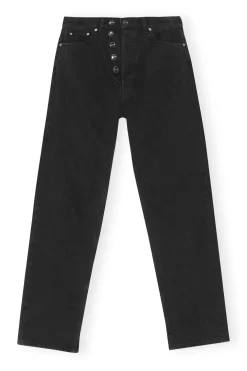 New GANNI Rigid Denim Rigid Denim Figni Washed Black/Black