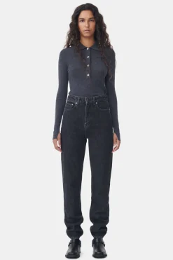 Cheap GANNI Rigid Denim Swigy Black/White Stone