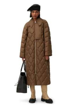 Store GANNI Ripstop Quilt Coat Teak