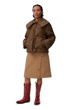 Clearance GANNI Ripstop Quilt Jacket Teak