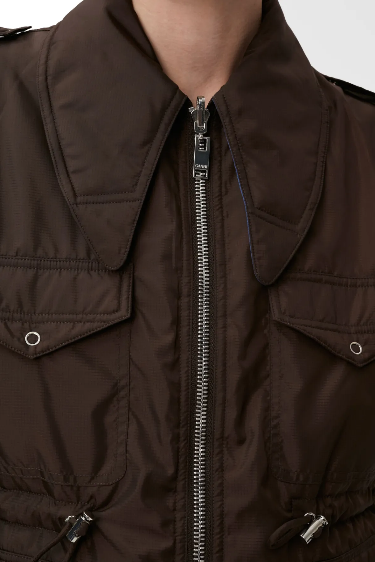 Outlet GANNI Ripstop Quilt Reversible Vest Mole