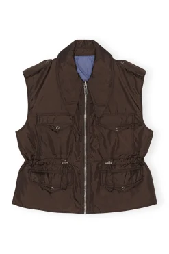 Outlet GANNI Ripstop Quilt Reversible Vest Mole