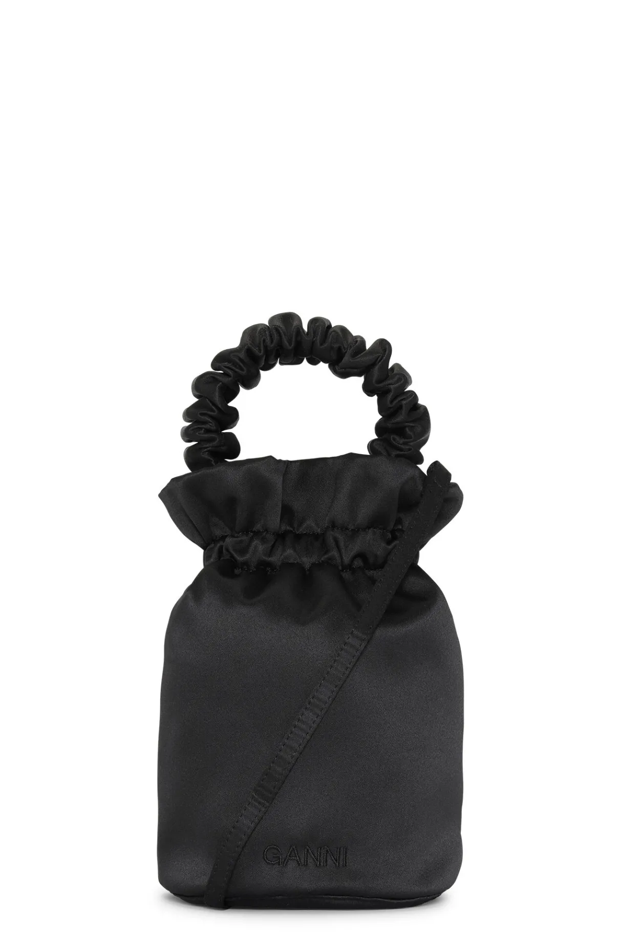 Store GANNI Ruched Top Handle Bag Black