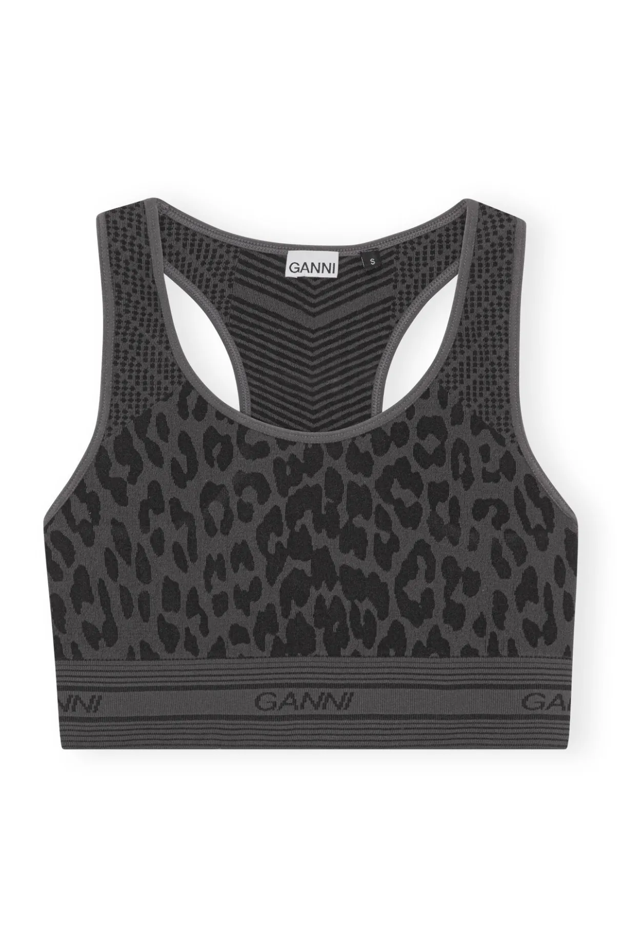 Sale GANNI Seamless Jacquard Bra Black