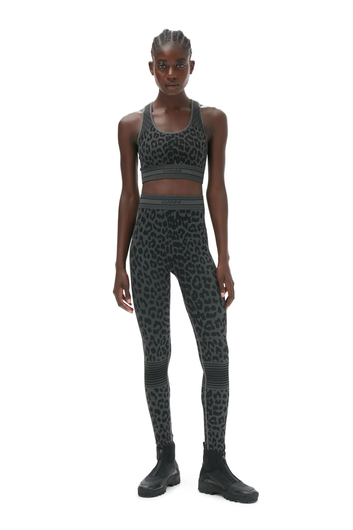 Best GANNI Seamless Jacquard Leggings Black