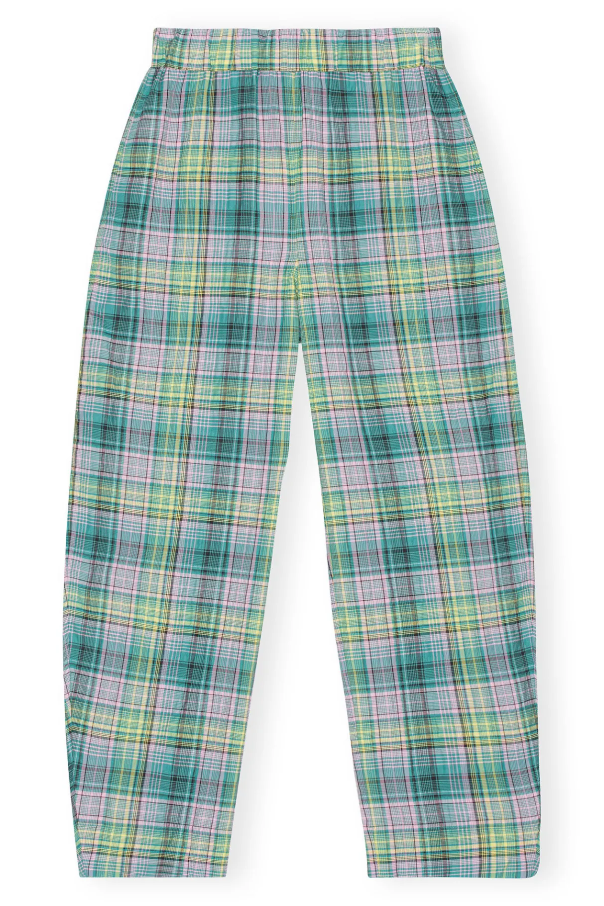 Fashion GANNI Seersucker Check Elasticated Pants Lagoon