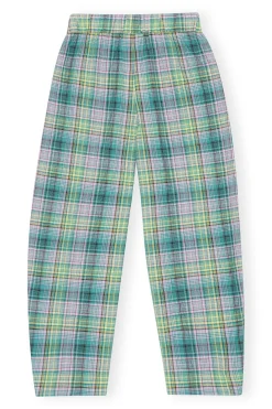 Fashion GANNI Seersucker Check Elasticated Pants Lagoon