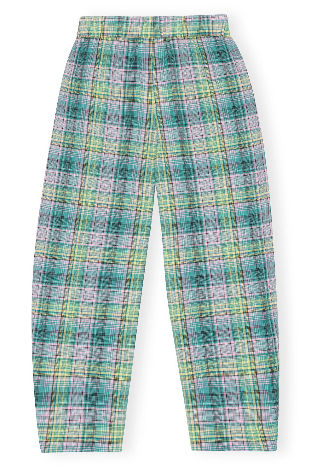 Fashion GANNI Seersucker Check Elasticated Pants Lagoon