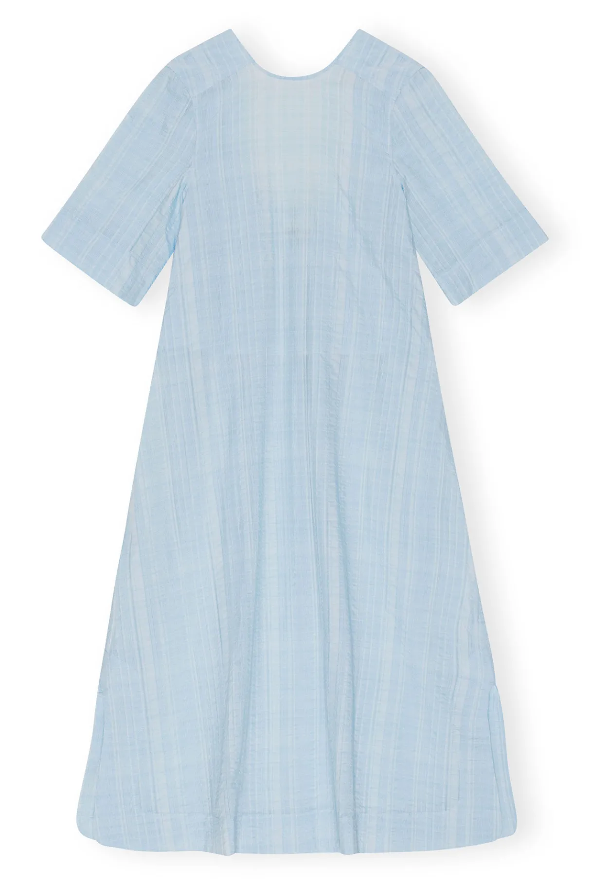 Sale GANNI Seersucker Check Maxi Dress Ice Water
