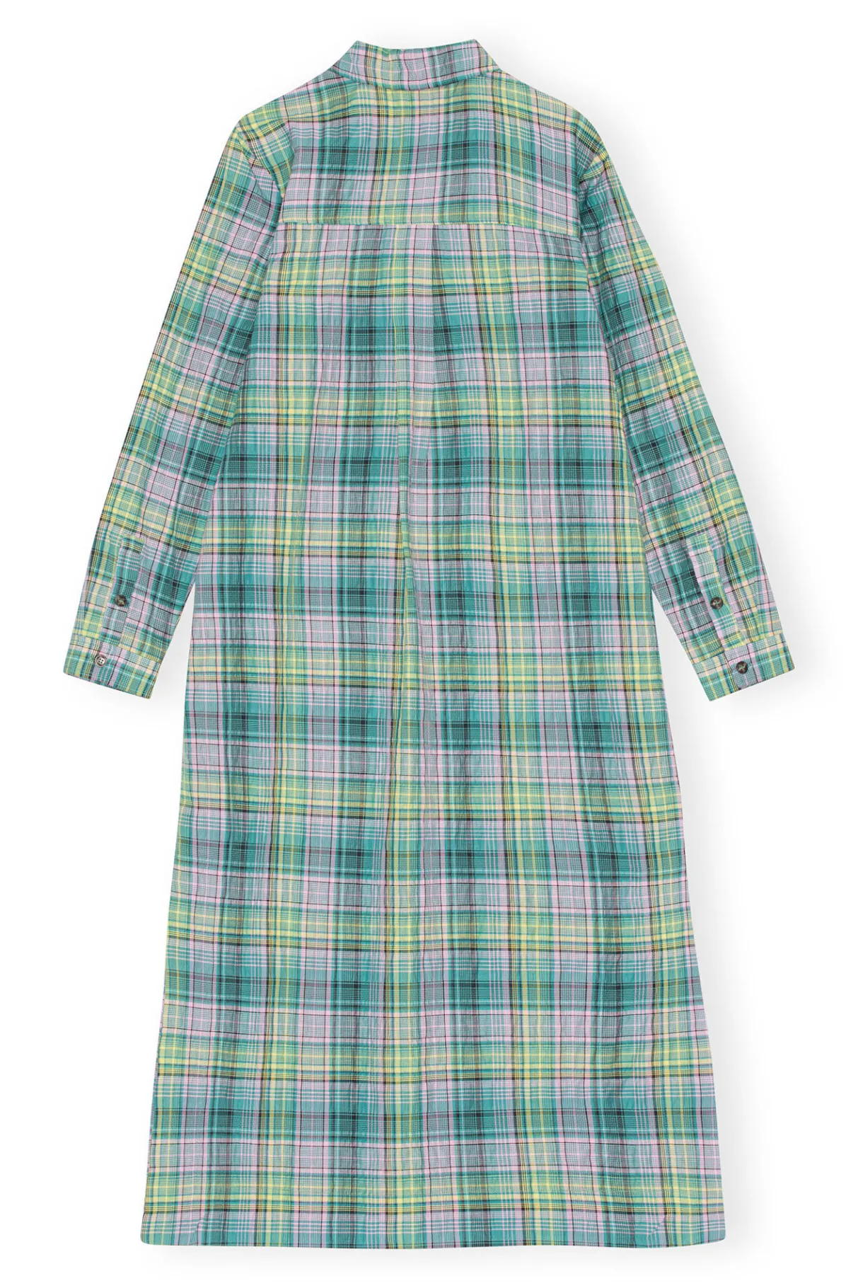 Online GANNI Seersucker Check Shirt Dress Lagoon