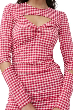 Sale GANNI Seersucker Cutout Mini Dress Love Potion