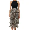 Hot GANNI Sheer Voile Maxi Flounce Skirt Almond Milk