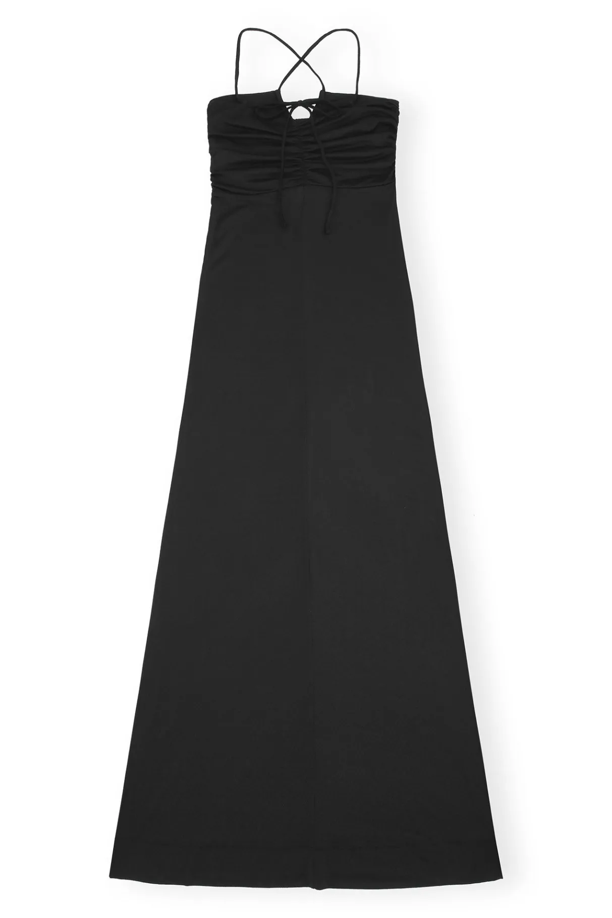 Shop GANNI Shiny Crepe Jersey Maxi Dress Black