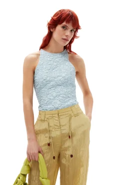 Best Sale GANNI Shiny Tech Pants Leek Green