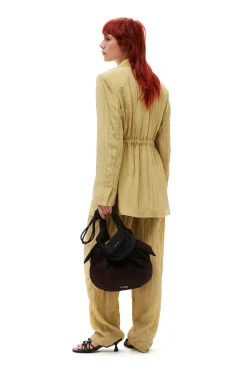 Best Sale GANNI Shiny Tech Pants Leek Green