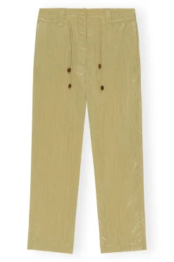 Best Sale GANNI Shiny Tech Pants Leek Green