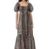Cheap GANNI Silk Smock Maxi Dress Leopard