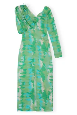Online GANNI Silk Stretch Satin Maxi Dress Lily Green